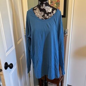 L.L. Bean Women's Long Sleeve Scoop Neck Tee - Teal Blue